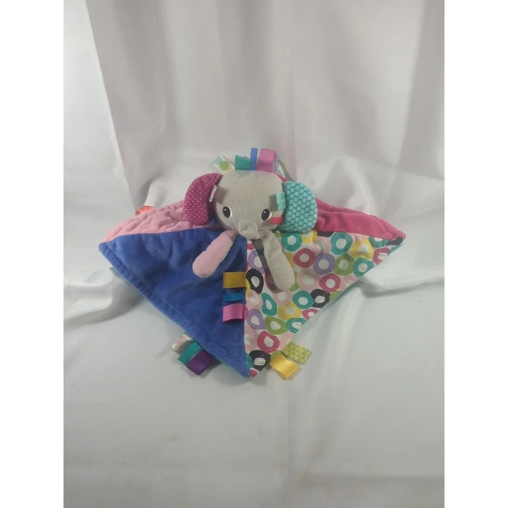 Bright Starts Elephant Taggies Tags Baby Security Blanket Plush Lovey Toy